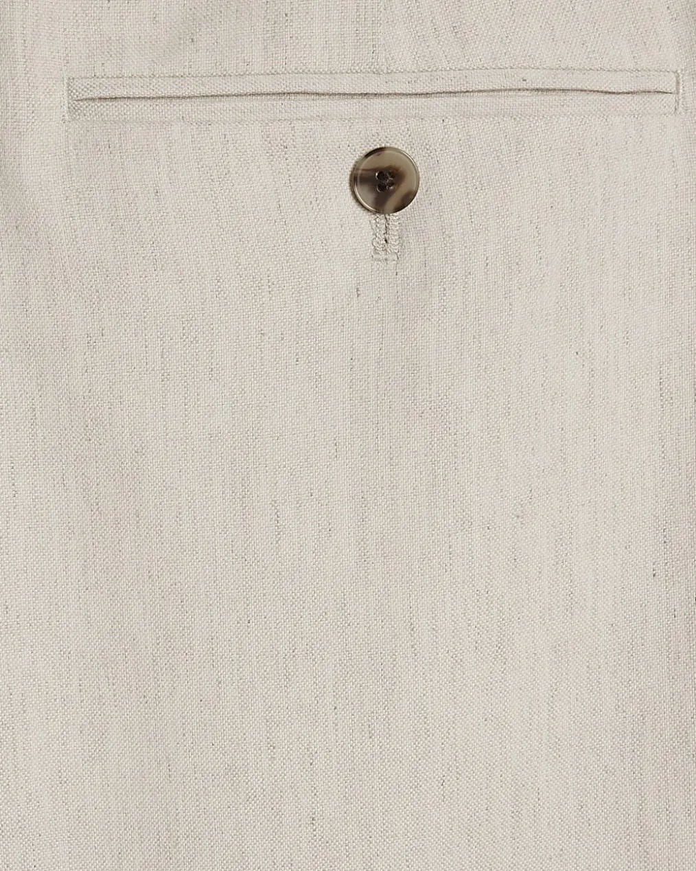 Cream Slim Fit Linen Blend Suit Trousers