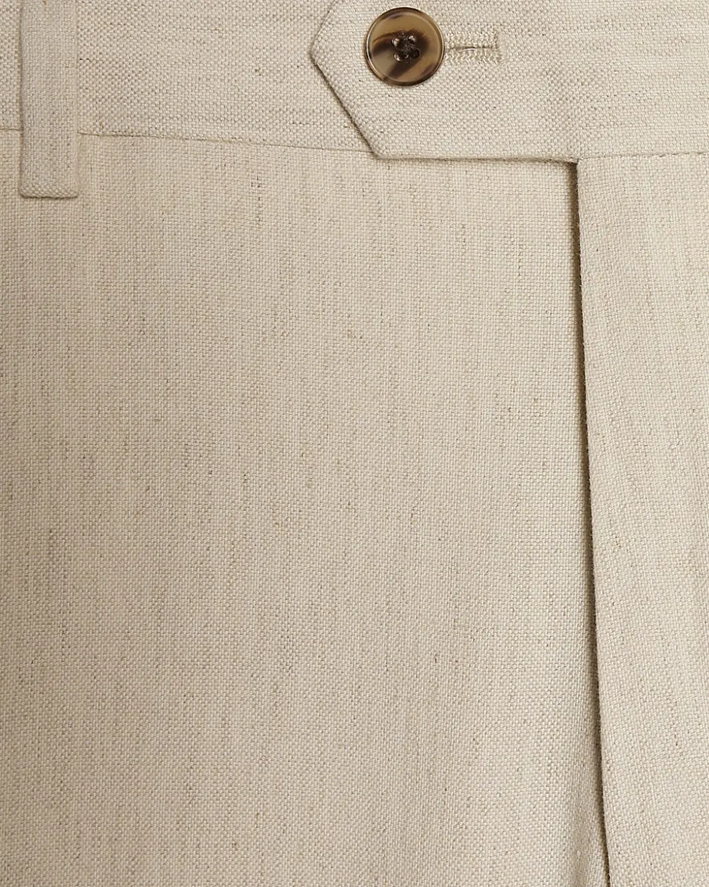 Cream Slim Fit Linen Blend Suit Trousers