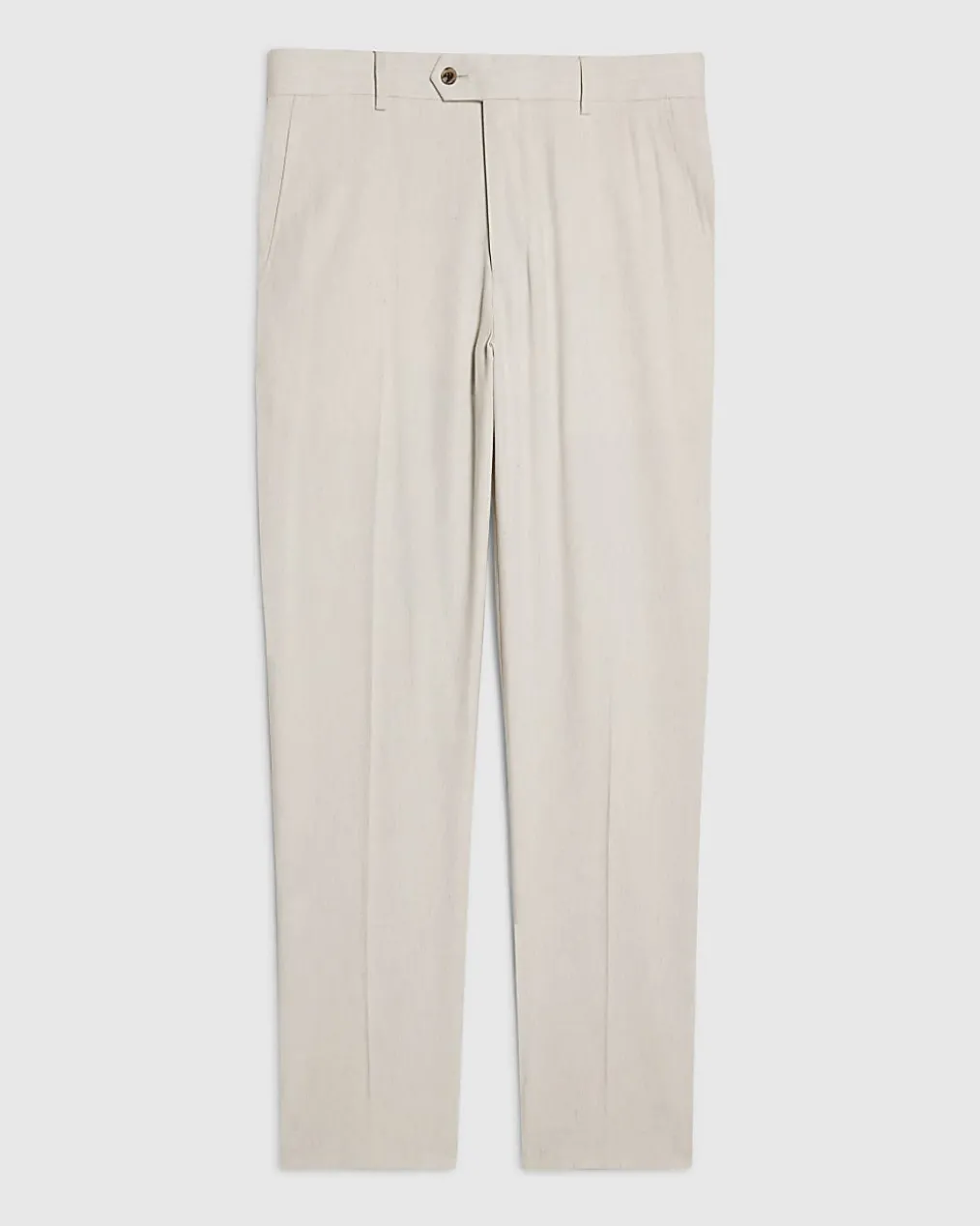 Cream Slim Fit Linen Blend Suit Trousers