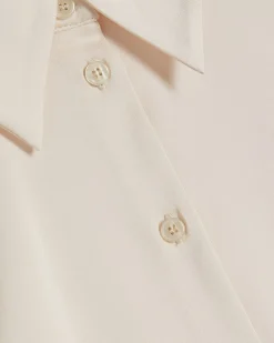 Cream Slim Fit Satin Shirt