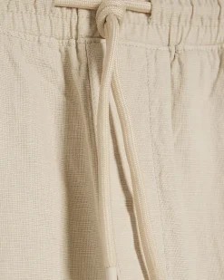 Cream Slim Fit Stretch Textured Joggers