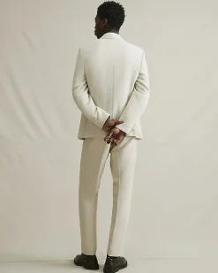 Cream Slim Fit Suit Trousers