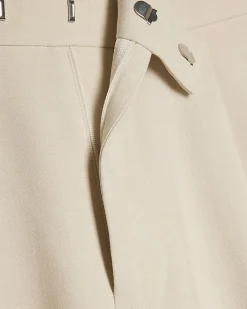 Cream Slim Fit Suit Trousers