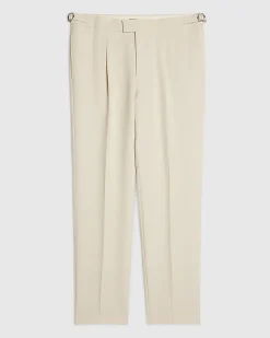 Cream Slim Fit Suit Trousers