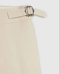Cream Slim Fit Suit Trousers