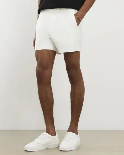 Cream Slim Short Length Stretch Chino Shorts