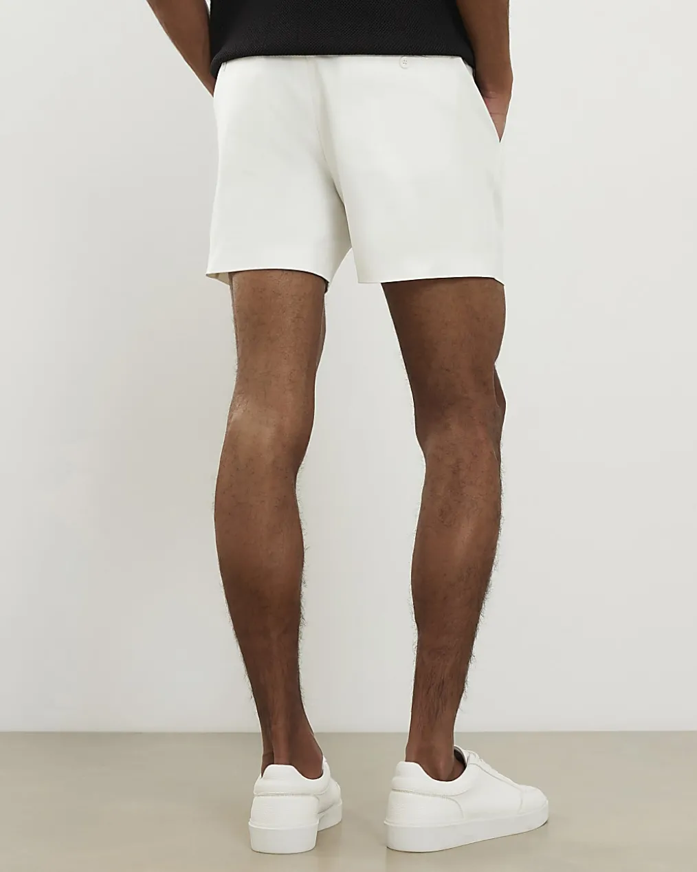 Cream Slim Short Length Stretch Chino Shorts