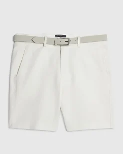 Cream Slim Stretch Chino Short with Belt