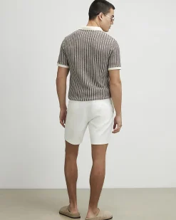 Cream Slim Stretch Chino Short with Belt