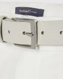 Cream Slim Stretch Chino Short with Belt