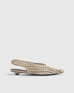Cream Slingback Weave Court Shoes
