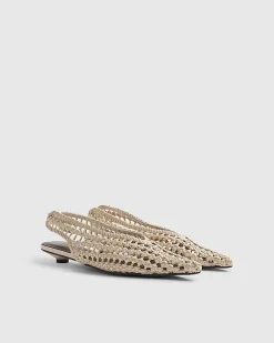 Cream Slingback Weave Court Shoes