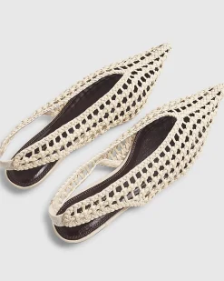 Cream Slingback Weave Court Shoes