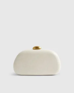 Cream Snake Clutch Bag