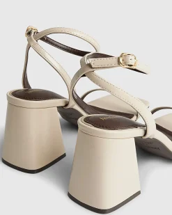 Cream Strappy Block Heel Sandals