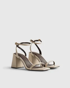 Cream Strappy Block Heel Sandals