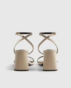 Cream Strappy Block Heel Sandals
