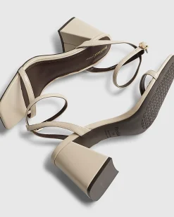 Cream Strappy Block Heel Sandals