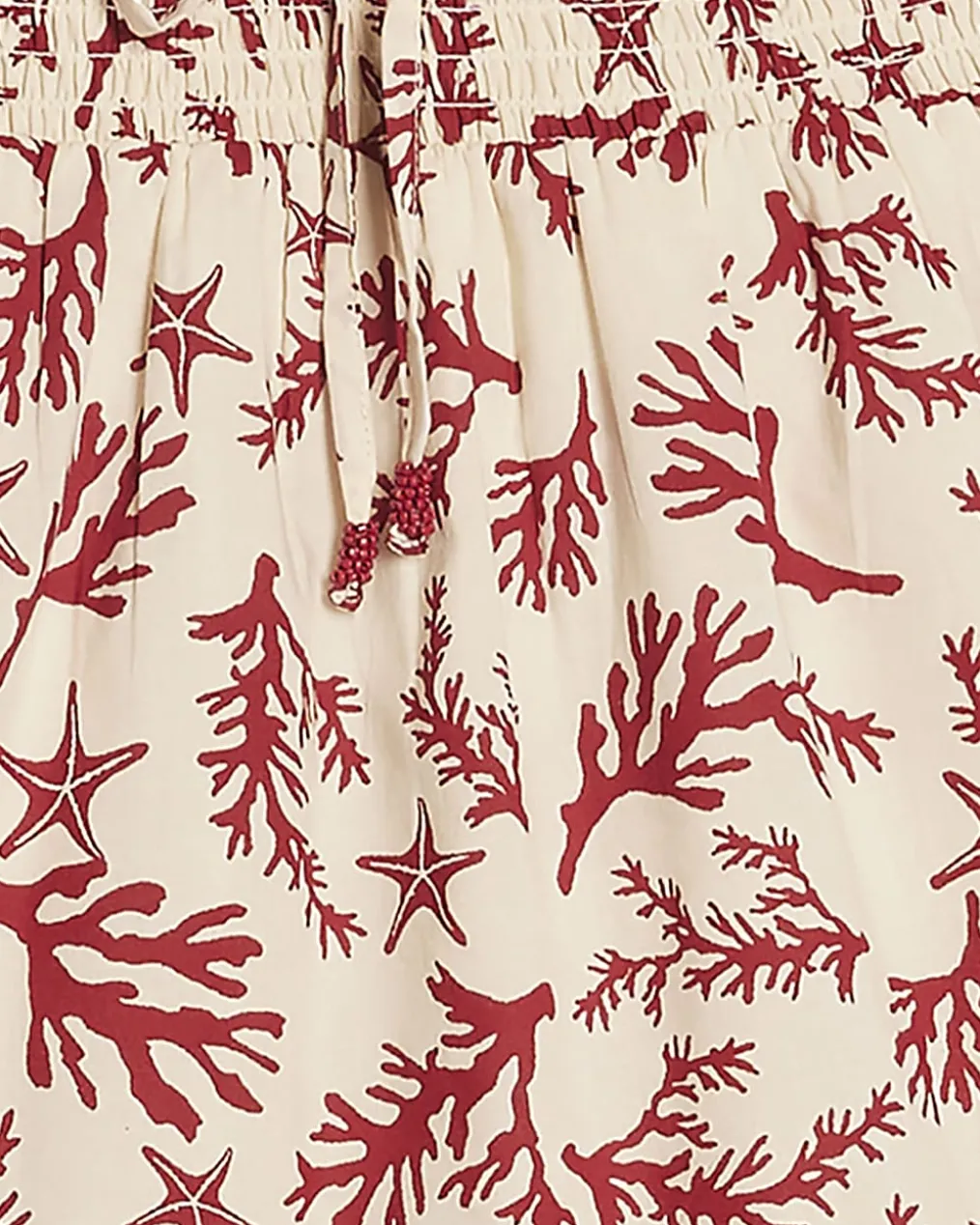 Cream Strappy Coral Print Mini Beach Dress