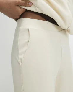 Cream Stretch Wide Leg Trousers