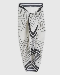 Cream Stripe Geometric Sarong
