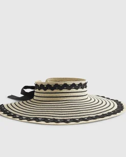 Cream Stripe Oversized Visor Hat