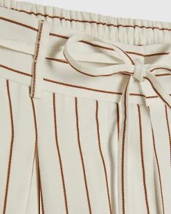 Cream Striped Tie Detail Culottes