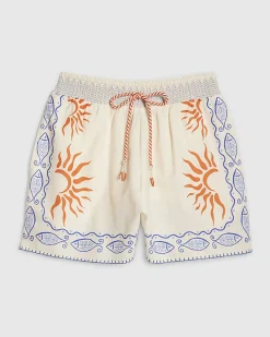 Cream Sun Print Shorts