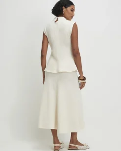Cream Textured Full Skirt