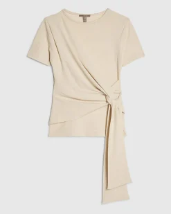 Cream Textured Knot Front Top