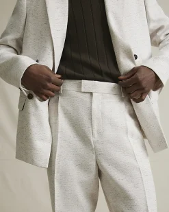 Cream Textured Suit Trousers