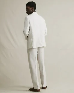Cream Textured Suit Trousers