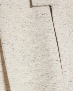 Cream Textured Suit Trousers