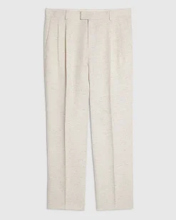 Cream Textured Suit Trousers