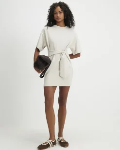 Cream Tie Front Mini Dress