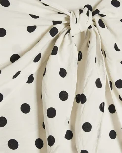 Cream Tie Front Polka Dot Skort