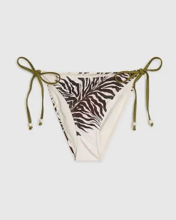 Cream Tie Side Animal Print Bikini Brief
