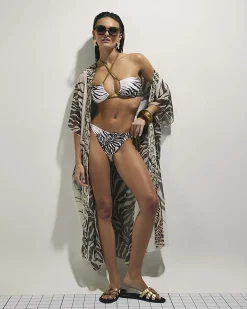 Cream Tie Side Animal Print Bikini Brief