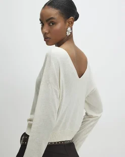 Cream V Neck Cardigan