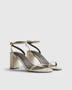 Cream Wide Fit Block Heeled Open Toe Sandals