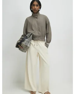 Cream Wide Leg Smart Joggers