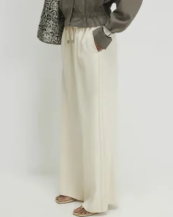 Cream Wide Leg Smart Joggers