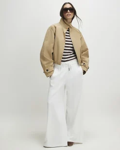 Cream Wide Leg Tailored Joggers