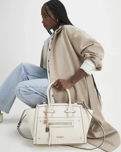 Cream Winged Panelled Tote Bag