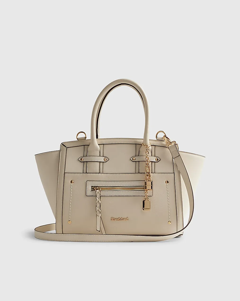 Cream Winged Panelled Tote Bag