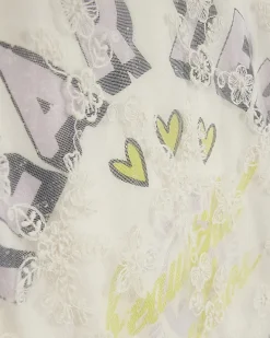 Cream Year Zero Lace Overlay T-Shirt