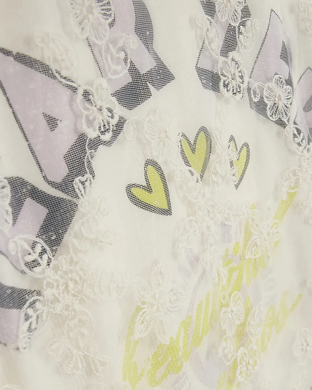 Cream Year Zero Lace Overlay T-Shirt