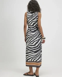 Cream Zebra Slip Midi Dress