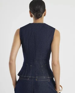 Denim Fitted Tab detail Waistcoat