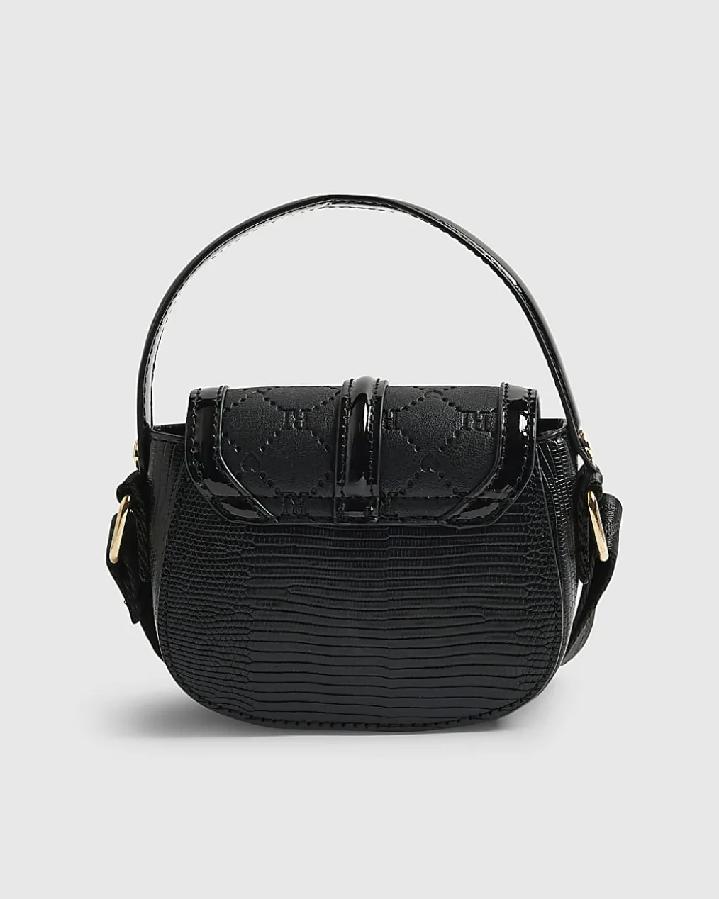 Girls Black Heart Monogram Cross Body Bag
